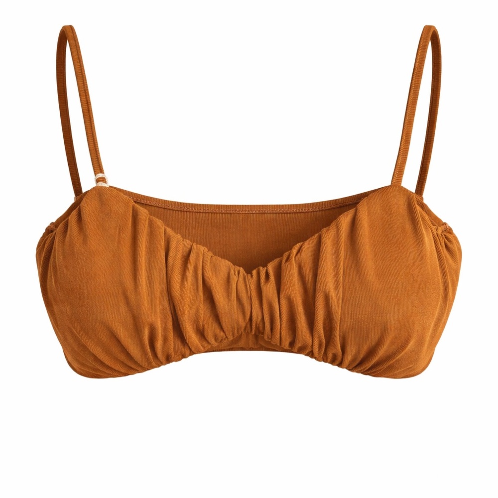 Meshki Ruched Caramel Crop Top – Size L